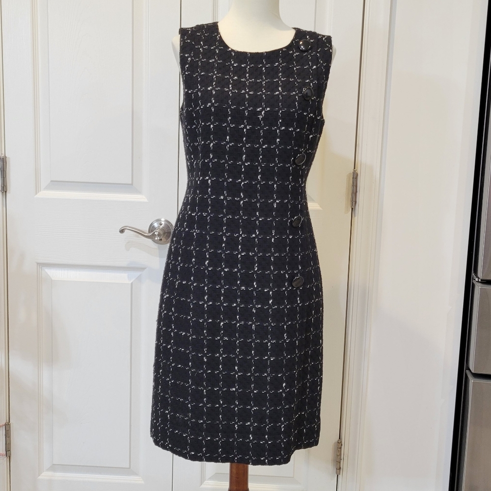 Ann Taylor Windowpane Tweed Dress I34